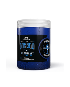 pOT de gel Bambou bleu, fixation forte, force 6, strong hold, Hairgum Ariland, 500 gr