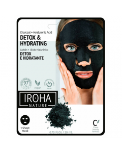 PBI Masque visage tissu noir "détox & hydratant" charbon+AH x1 IROHA 2022
