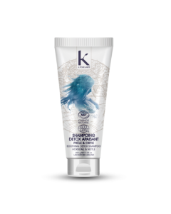 shampooing apaisant détoxifiant à base de prêle et orties, K pour Karité, eco cert, laboratoir Ariland, tube blanc et bleu, 200 gr